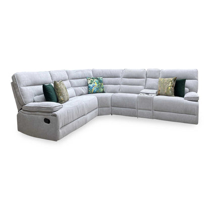 'Eloise' Corner Group Manual Recliner - Grey (Nett) + armless + console Thornbrook (a Joseph James brand)