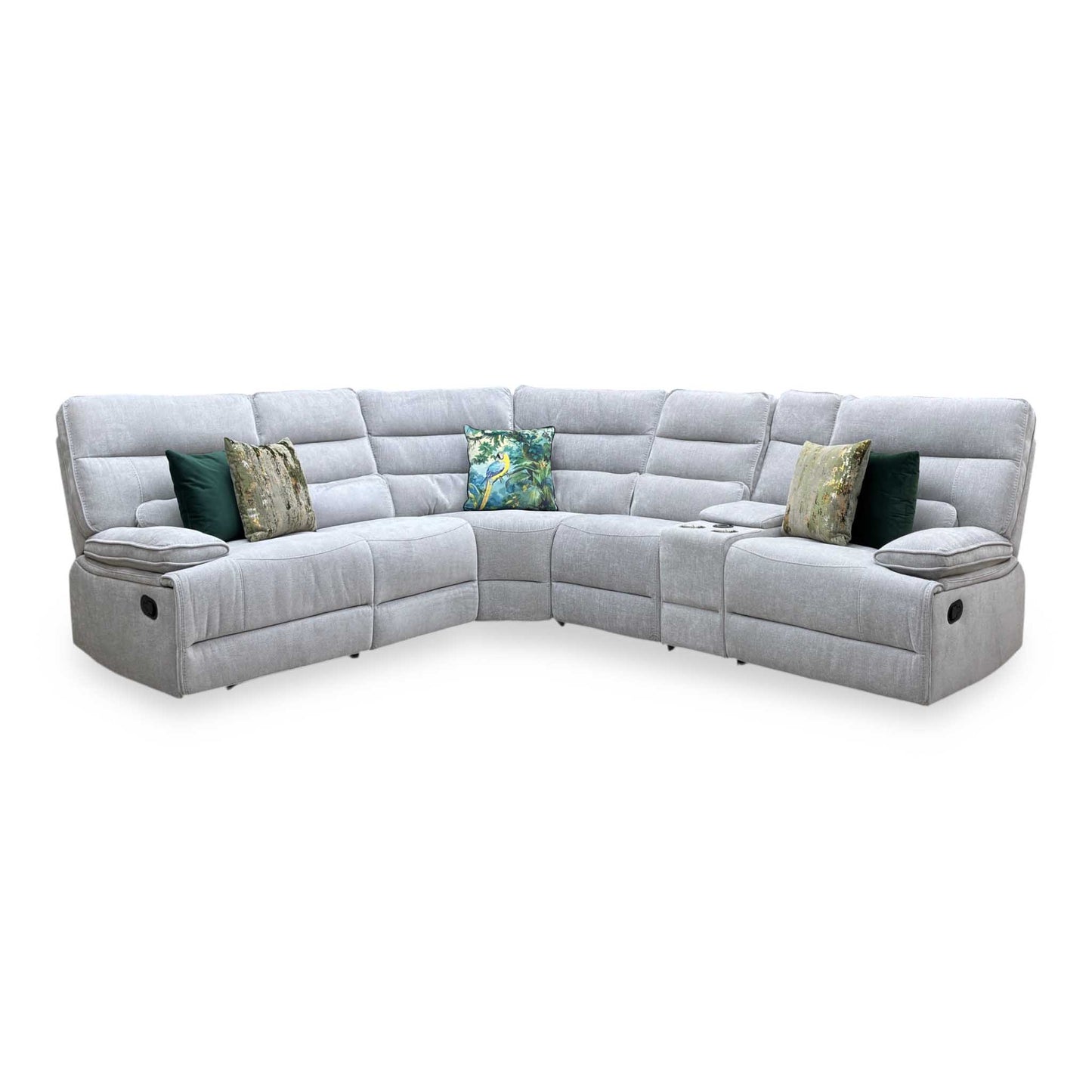 'Eloise' Corner Group Manual Recliner - Grey (Nett) + armless + console Thornbrook (a Joseph James brand)