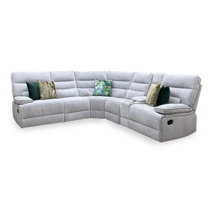 'Eloise' Corner Group Manual Recliner - Grey (Nett) + armless + console Thornbrook (a Joseph James brand)
