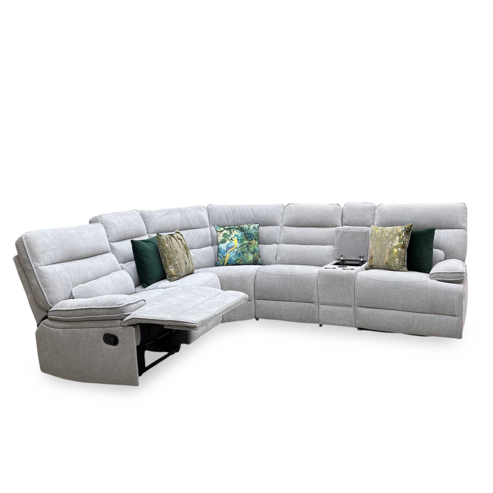 'Eloise' Corner Group Manual Recliner - Grey (Nett) + armless + console Thornbrook (a Joseph James brand)
