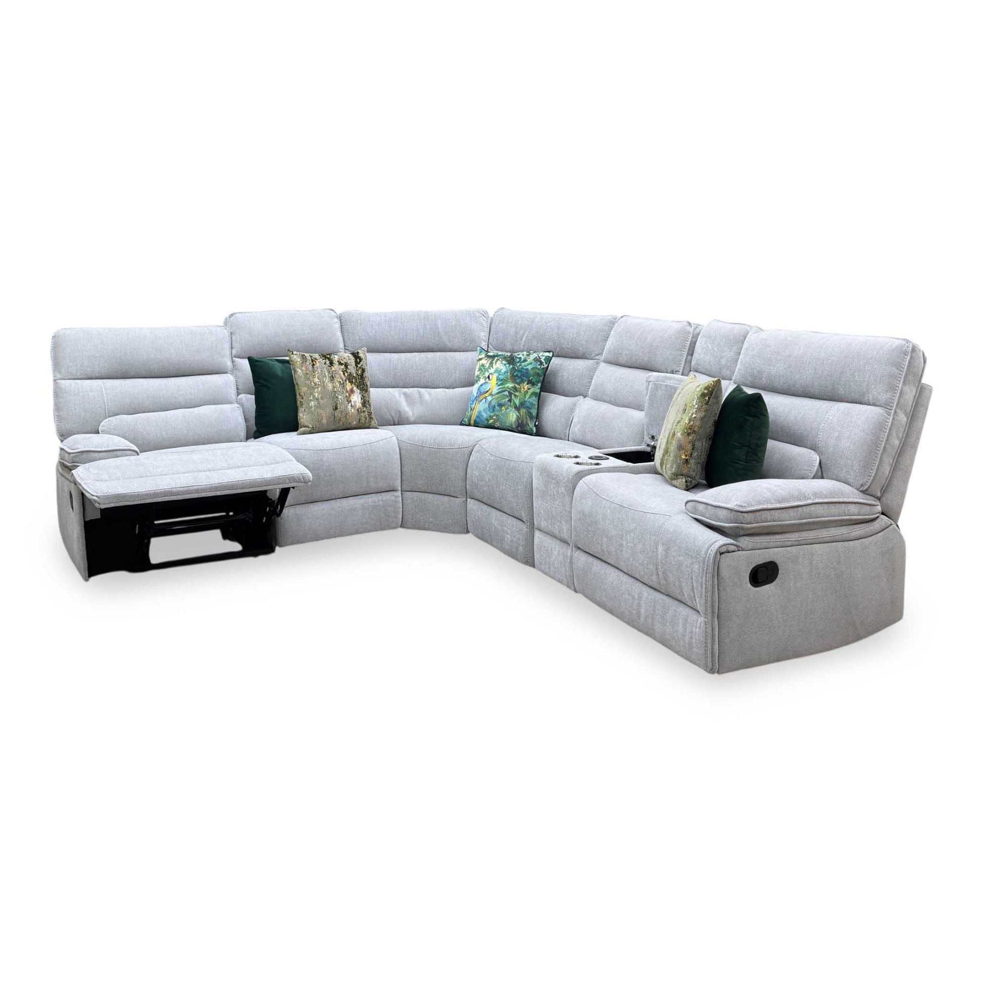 'Eloise' Corner Group Manual Recliner - Grey (Nett) + armless + console Thornbrook (a Joseph James brand)