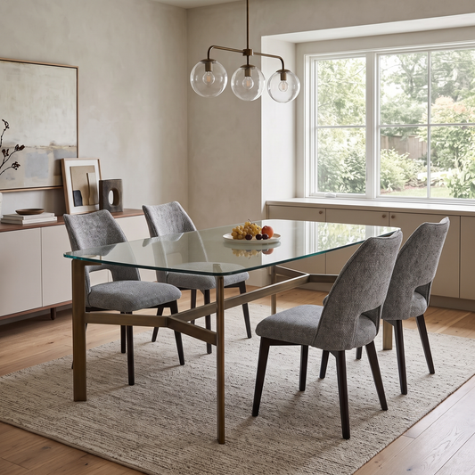 ‘Valley’ Light Grey Fabric Dining Chairs - Set of 4 Thornbrook (a Joseph James brand)