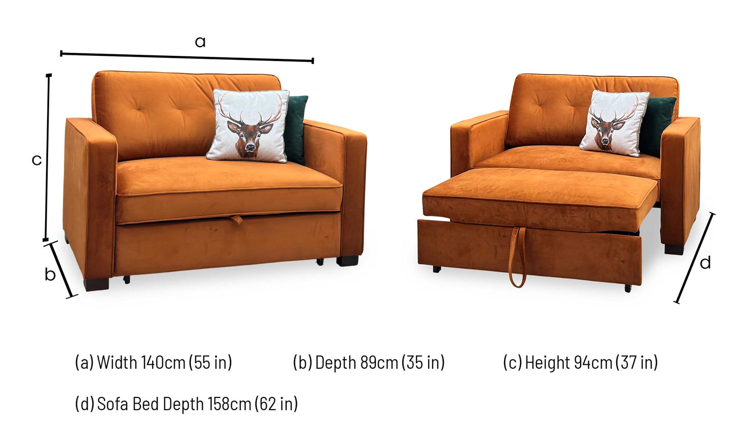 Waldo Sofa Bed 1400 WPF - Rust Thornbrook (a Joseph James brand)
