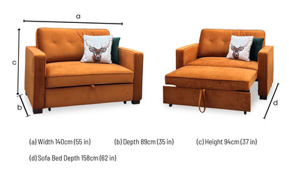 Waldo Sofa Bed 1400 WPF - Rust Thornbrook (a Joseph James brand)