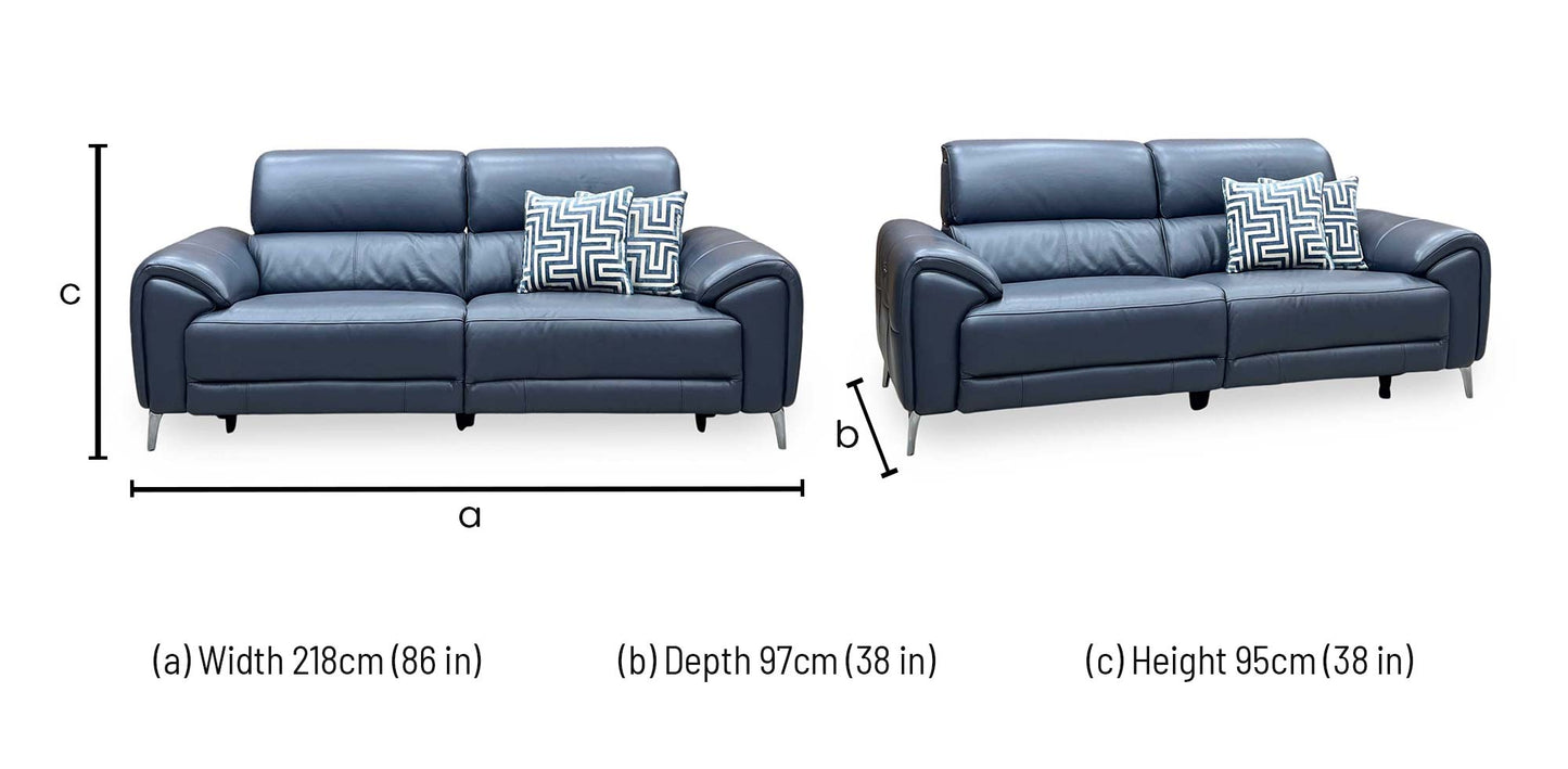 ‘Vino’ Cat-60_18 Lavender Grey Leather 3 Seater Power Recliner Sofa with Power Headrests and Heated Seats Furniture Village