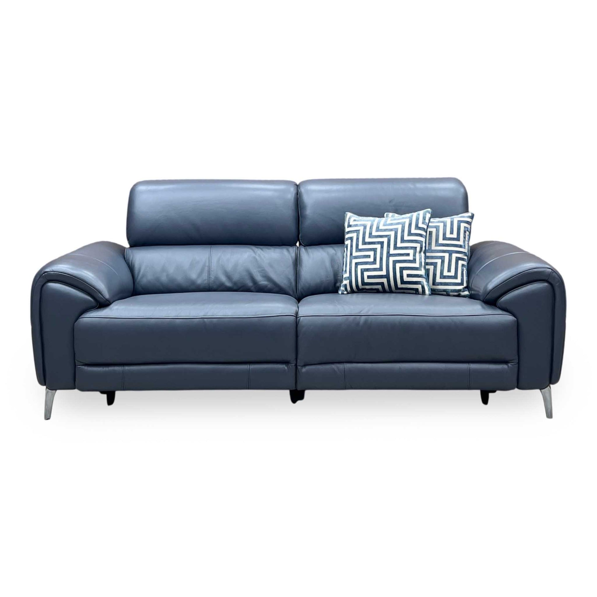 ‘Vino’ Cat-60_18 Lavender Grey Leather 3 Seater Power Recliner Sofa with Power Headrests and Heated Seats Furniture Village