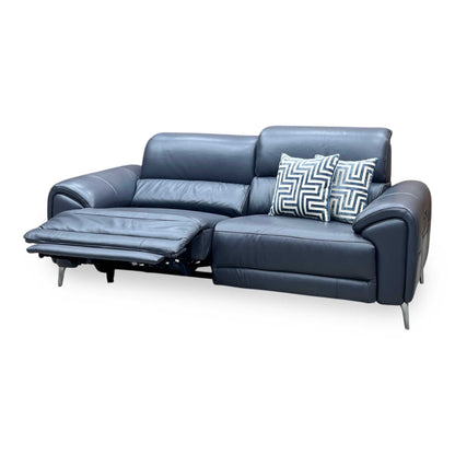 ‘Vino’ Cat-60_18 Lavender Grey Leather 3 Seater Power Recliner Sofa with Power Headrests and Heated Seats Furniture Village