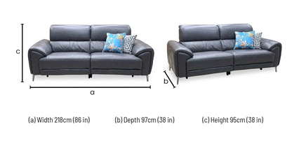 ‘Vino’ Cat-60_18 Lavender Grey Leather 3 Seater Power Recliner Sofa with Power Headrests and Heated Seats Furniture Village
