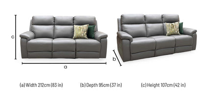 ‘Raven’ Oslo Elephant Grey Cat-40_15 Leather 3 Seater Power Recliner Sofa Furniture Village