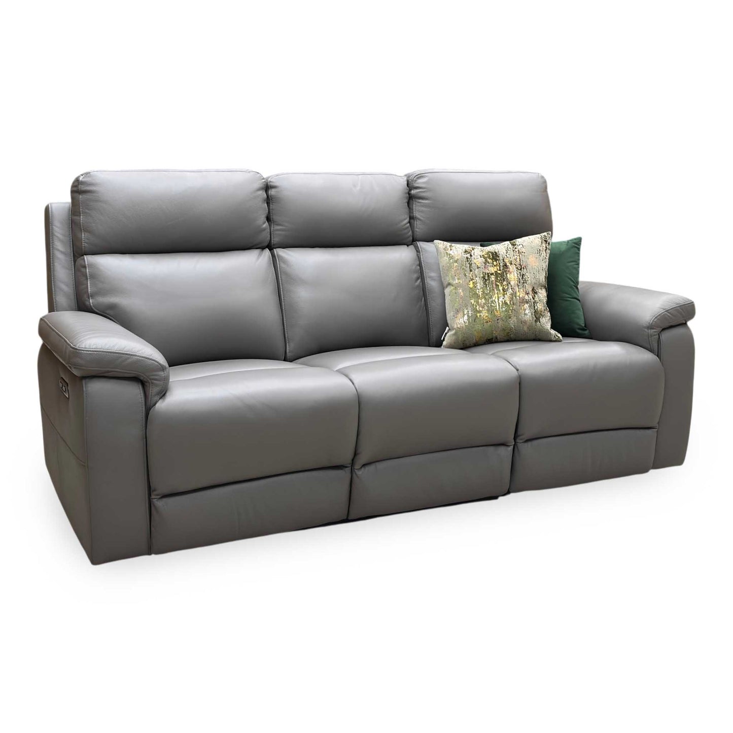 ‘Raven’ Oslo Elephant Grey Cat-40_15 Leather 3 Seater Power Recliner Sofa Furniture Village