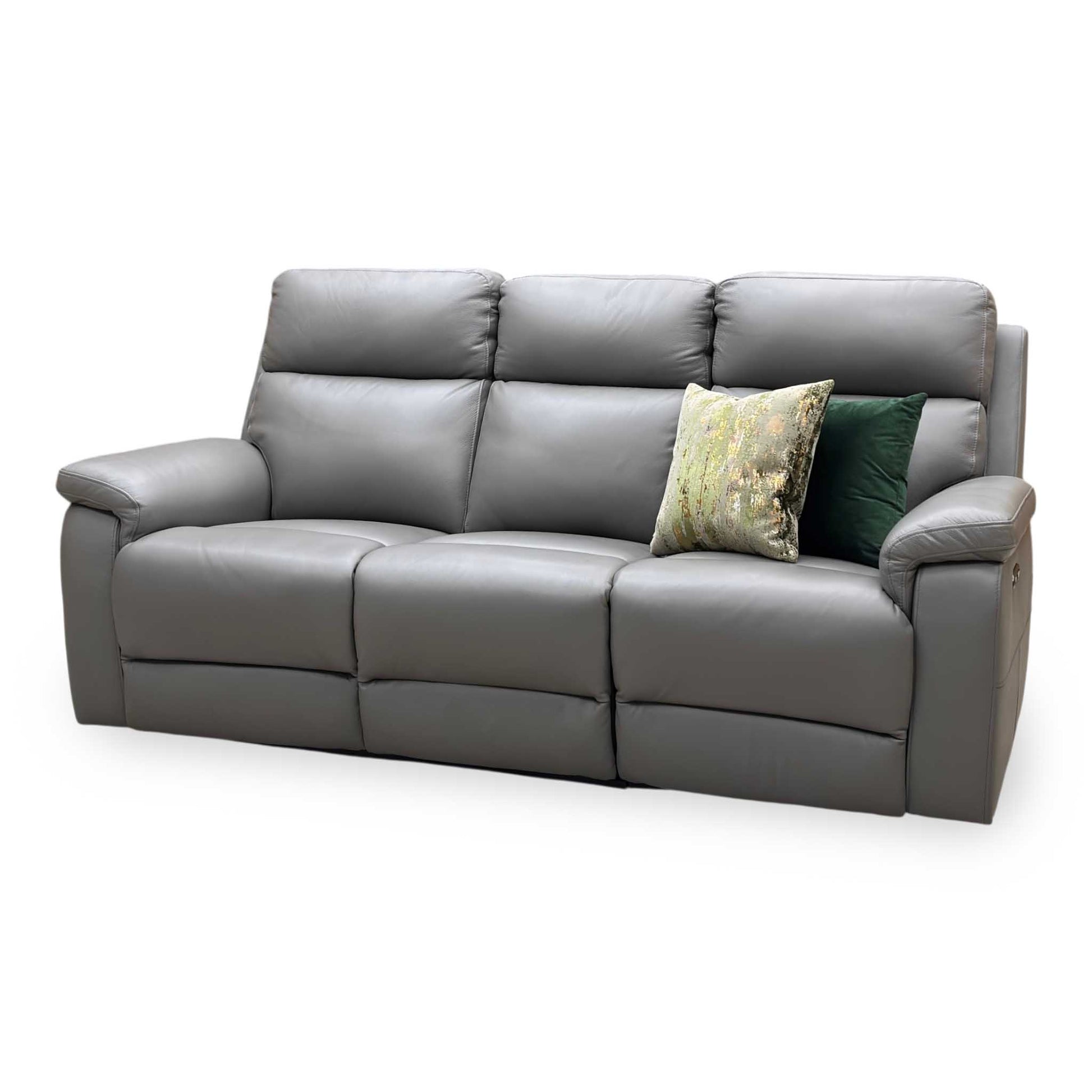‘Raven’ Oslo Elephant Grey Cat-40_15 Leather 3 Seater Power Recliner Sofa Furniture Village