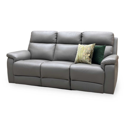 ‘Raven’ Oslo Elephant Grey Cat-40_15 Leather 3 Seater Power Recliner Sofa Furniture Village