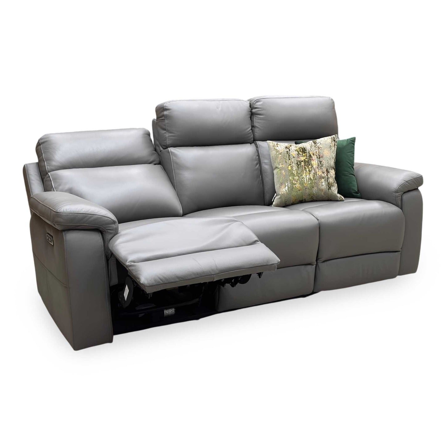 ‘Raven’ Oslo Elephant Grey Cat-40_15 Leather 3 Seater Power Recliner Sofa Furniture Village