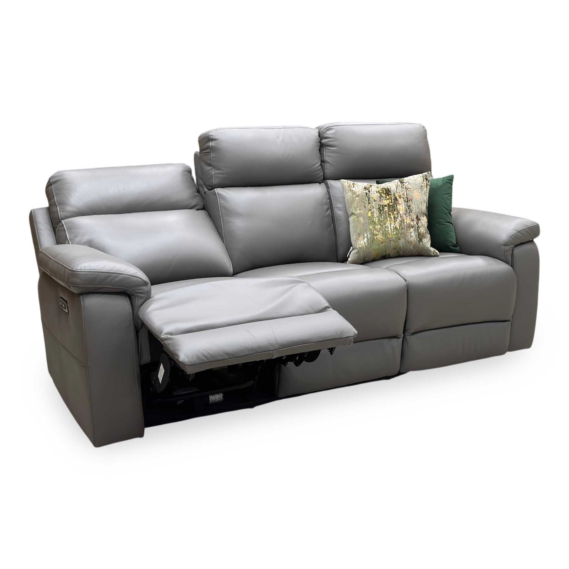 ‘Raven’ Oslo Elephant Grey Cat-40_15 Leather 3 Seater Power Recliner Sofa Furniture Village