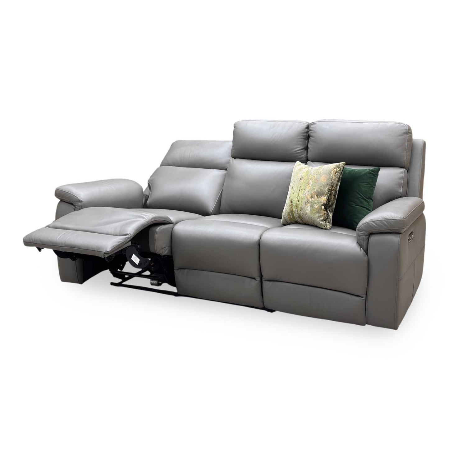 ‘Raven’ Oslo Elephant Grey Cat-40_15 Leather 3 Seater Power Recliner Sofa Furniture Village