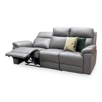 ‘Raven’ Oslo Elephant Grey Cat-40_15 Leather 3 Seater Power Recliner Sofa Furniture Village
