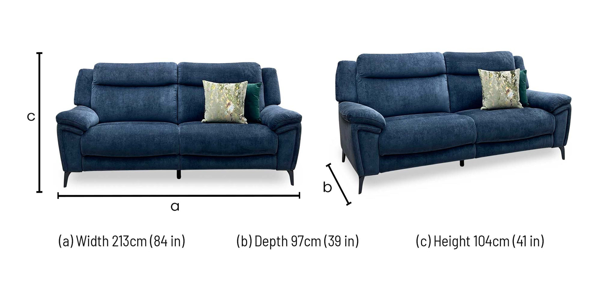 ‘Panache’ Manhattan Indigo Fabric 3 Seater Sofa Furniture Village
