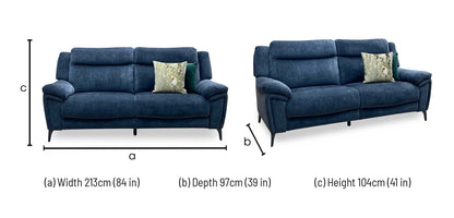 ‘Panache’ Manhattan Indigo Fabric 3 Seater Sofa Furniture Village