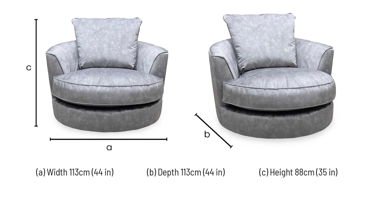 'Legend' Sublime Armour Grey Fabric Swivel Chair Furniture Village