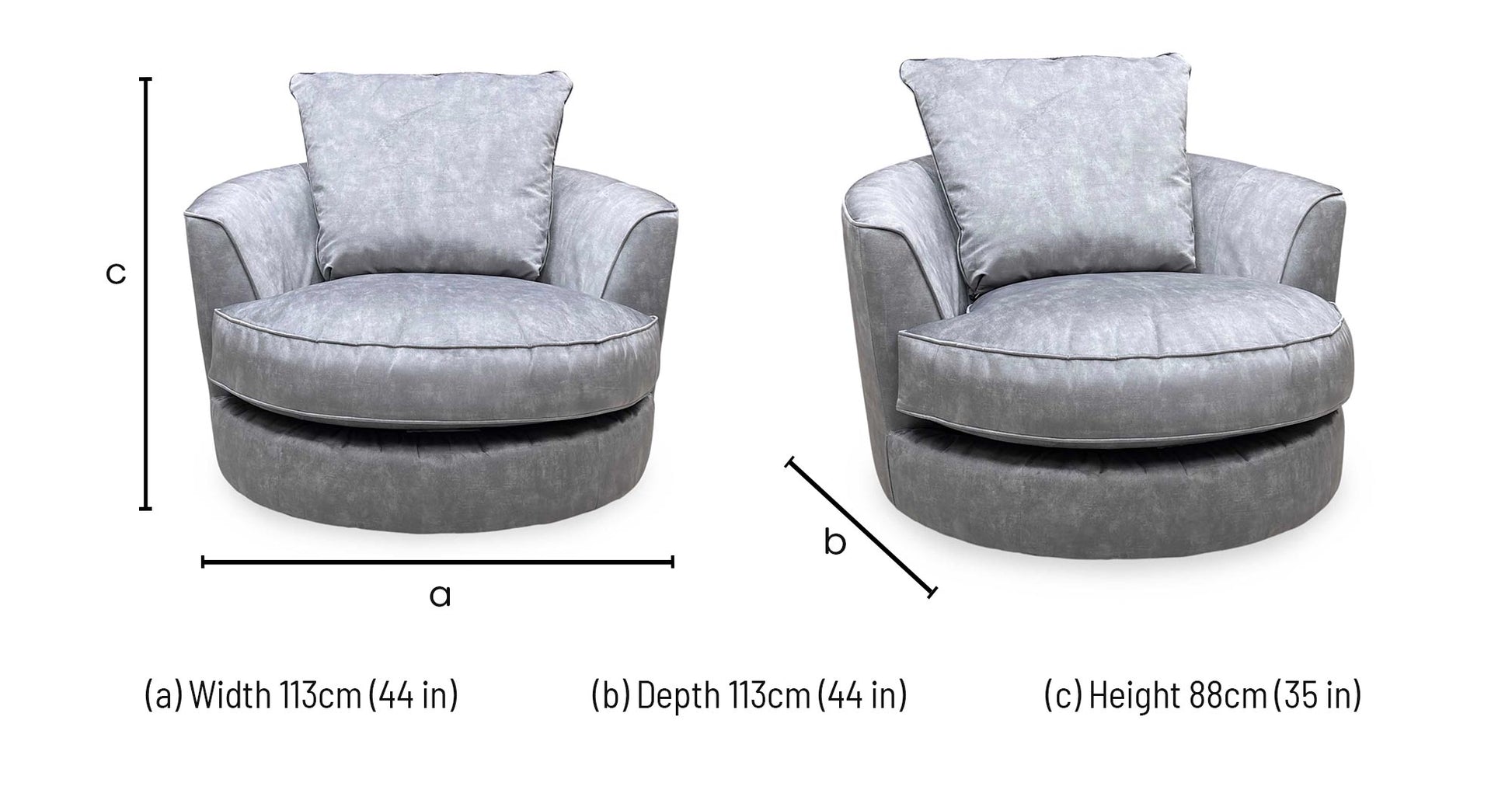 'Legend' Sublime Armour Grey Fabric Swivel Chair Furniture Village