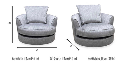 'Legend' Sublime Armour Grey Fabric Swivel Chair Furniture Village