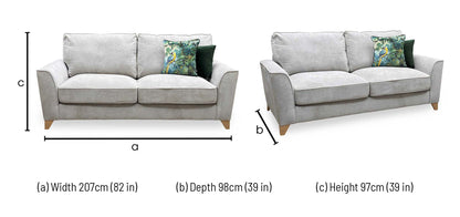 ‘Legend’ Kingston Silver Fabric 3 Seater Classic Back Sofa Furniture Village