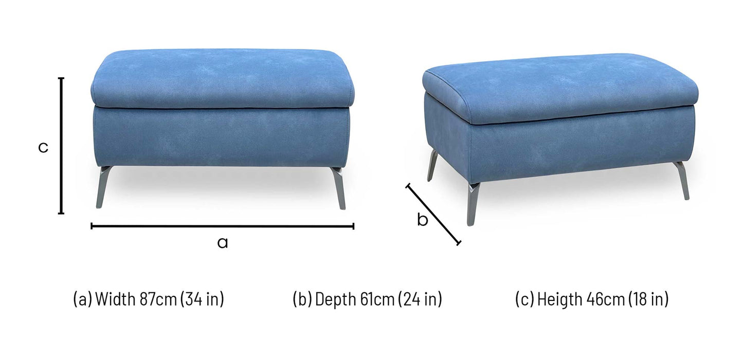 ‘Daytona’ Dexter Wave Blue Fabric Footstool Furniture Village