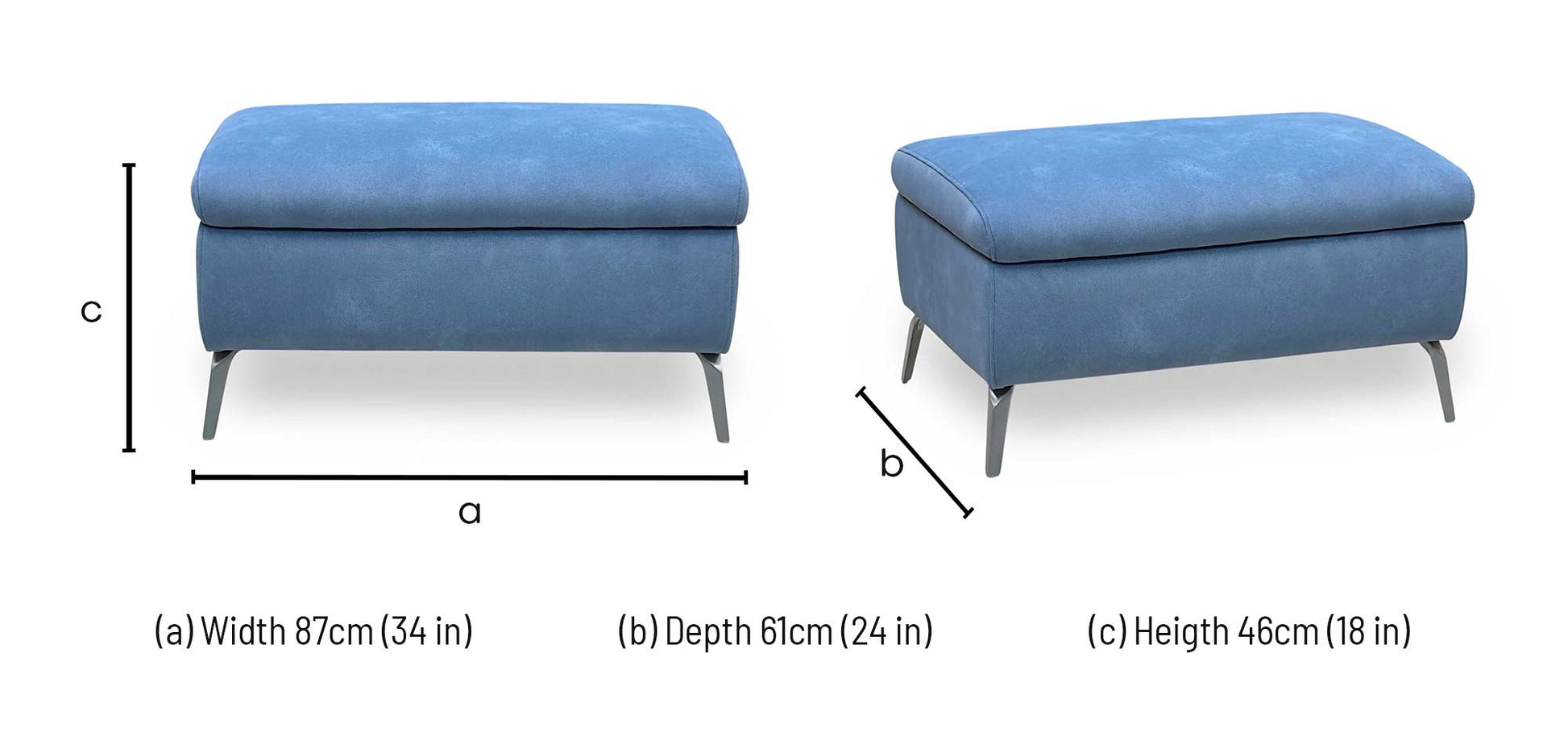 ‘Daytona’ Dexter Wave Blue Fabric Footstool Furniture Village