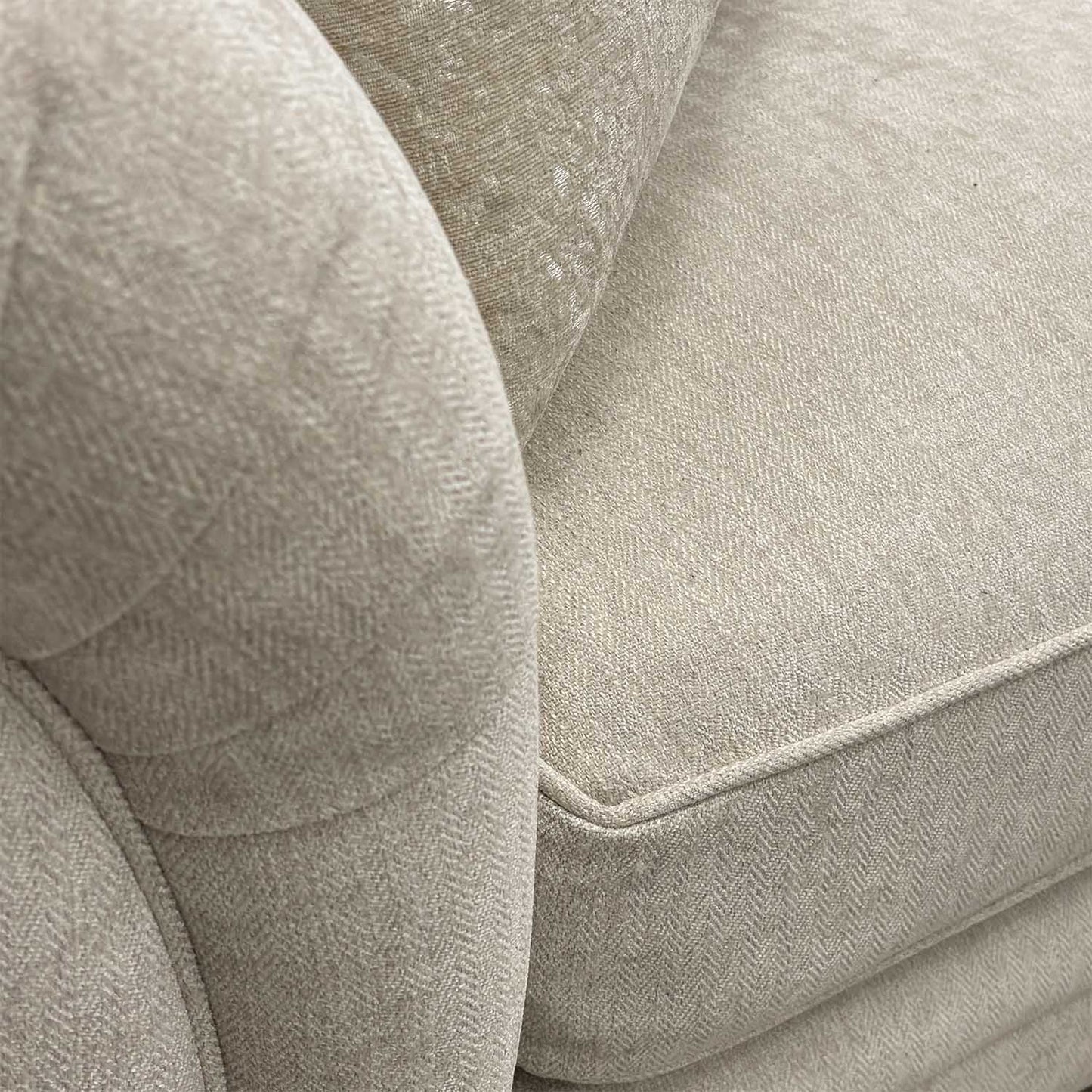 ‘Blenheim’ Darwin Ivory Fabric 4 + 4 Seater Scatter Back Sofa + Large Fur Footstool