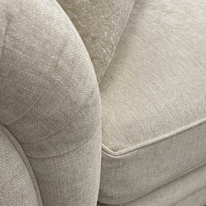 ‘Blenheim’ Darwin Ivory Fabric 4 + 4 Seater Scatter Back Sofa + Large Fur Footstool