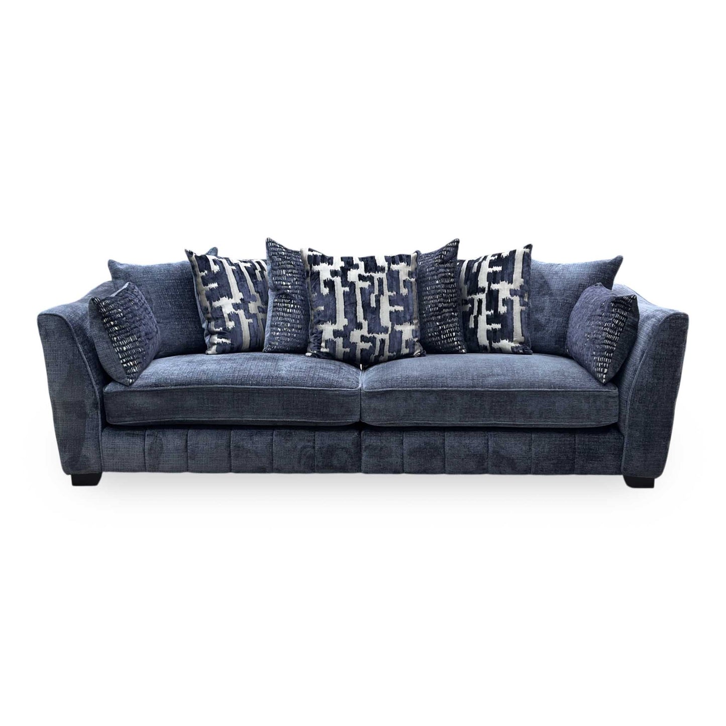 ‘Allure’ Coco Indigo Fabric 4 Seater Scatter Back Split Frame Sofa Furniture Village