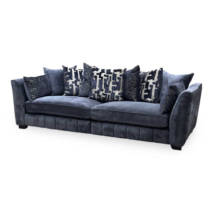 ‘Allure’ Coco Indigo Fabric 4 Seater Scatter Back Split Frame Sofa Furniture Village