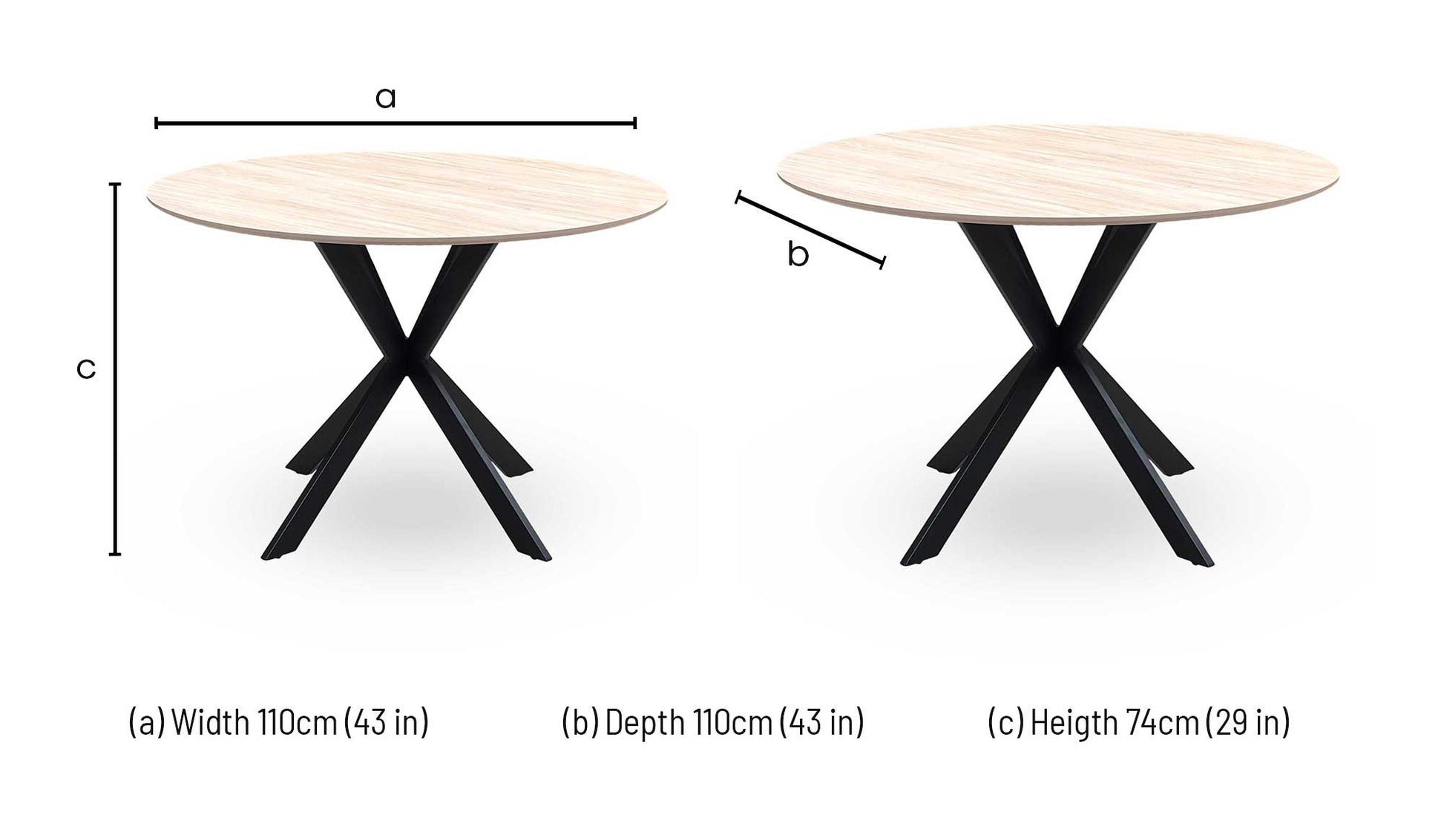 ‘Sadia’ Oak Veneer 110cm Round Dining Table Thornbrook (a Joseph James brand)