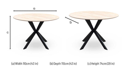 ‘Sadia’ Oak Veneer 110cm Round Dining Table Thornbrook (a Joseph James brand)