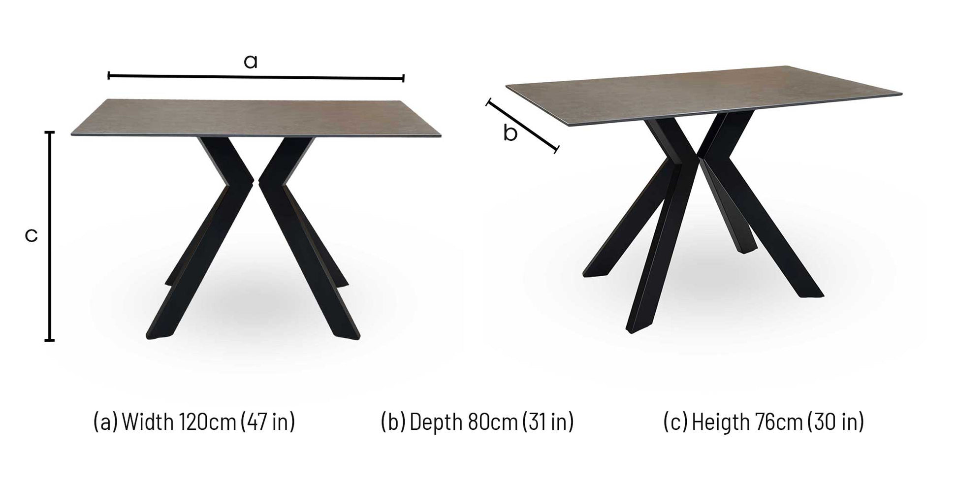 ‘Kya’ Ceramic Black 120cm Dining Table Thornbrook (a Joseph James brand)