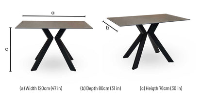 ‘Kya’ Ceramic Black 120cm Dining Table Thornbrook (a Joseph James brand)