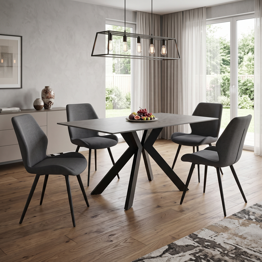‘Kya’ Ceramic Black 120cm Dining Table Thornbrook (a Joseph James brand)