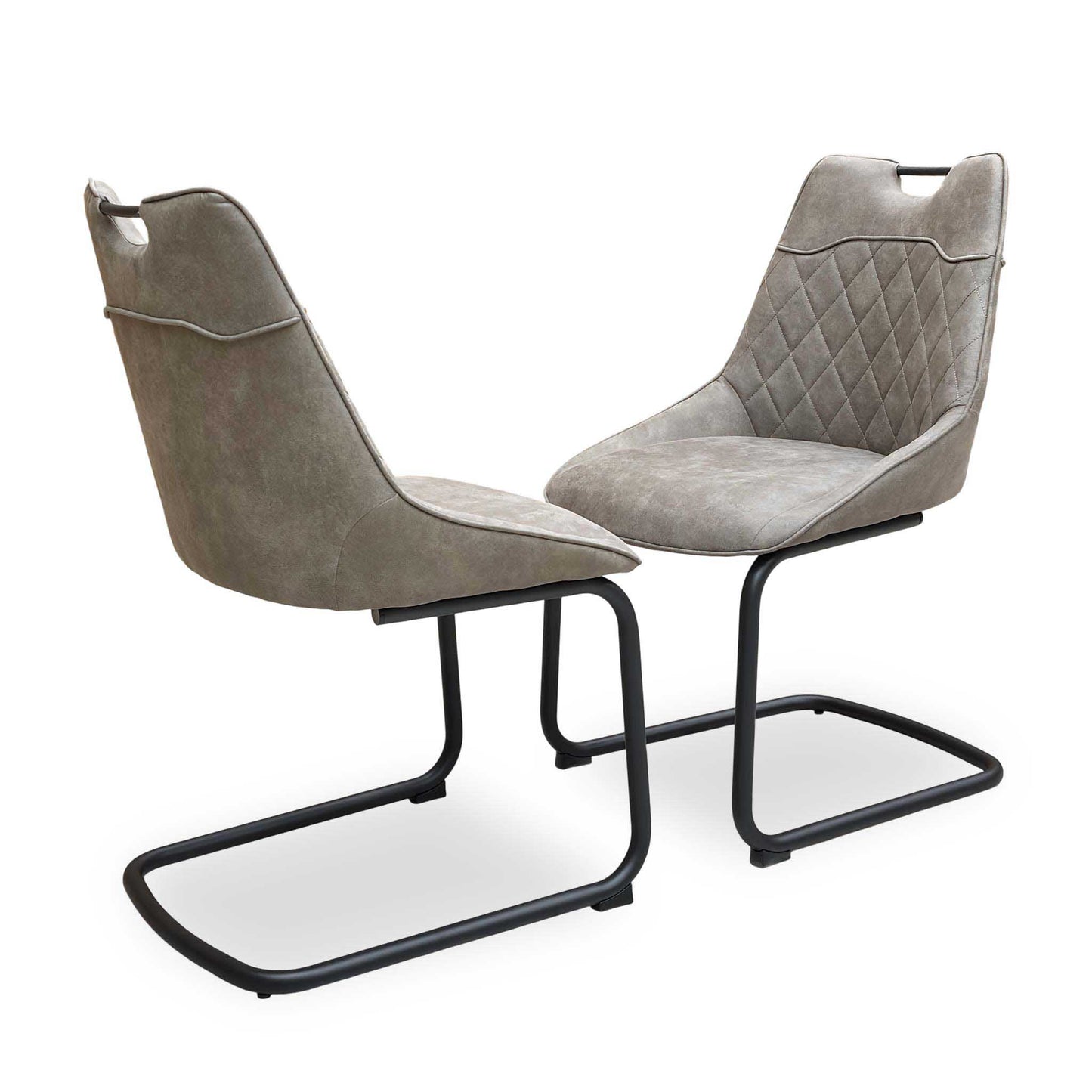 'Warrior' Crystal White Ceramic Top 120cm Swivel Extending Dining Table with Charcoal Grey Fabric Right Hand Facing Corner Bench & Taupe Fabric Cantilever Dining Chairs Set of 2