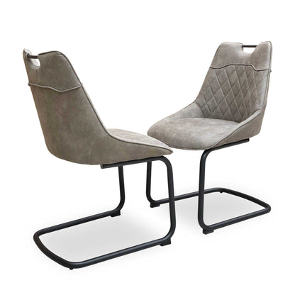 'Warrior' Crystal White Ceramic Top 120cm Swivel Extending Dining Table with Charcoal Grey Fabric Right Hand Facing Corner Bench & Taupe Fabric Cantilever Dining Chairs Set of 2