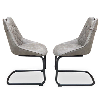 'Warrior' Crystal White Ceramic Top 120cm Swivel Extending Dining Table with Charcoal Grey Fabric Right Hand Facing Corner Bench & Taupe Fabric Cantilever Dining Chairs Set of 2