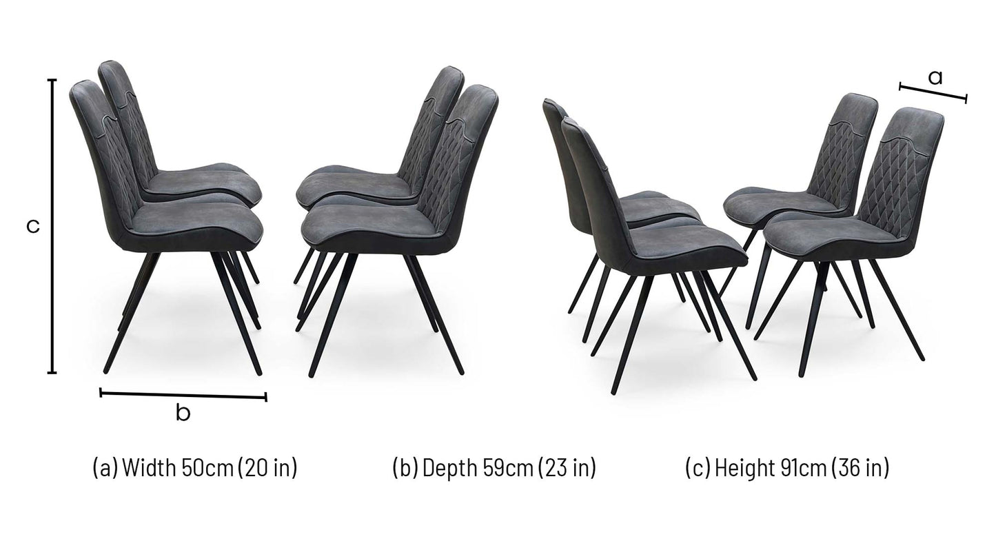 ‘Warrior’ Charcoal Grey Fabric Set of 4 Standard Dining Chairs Furniture Village