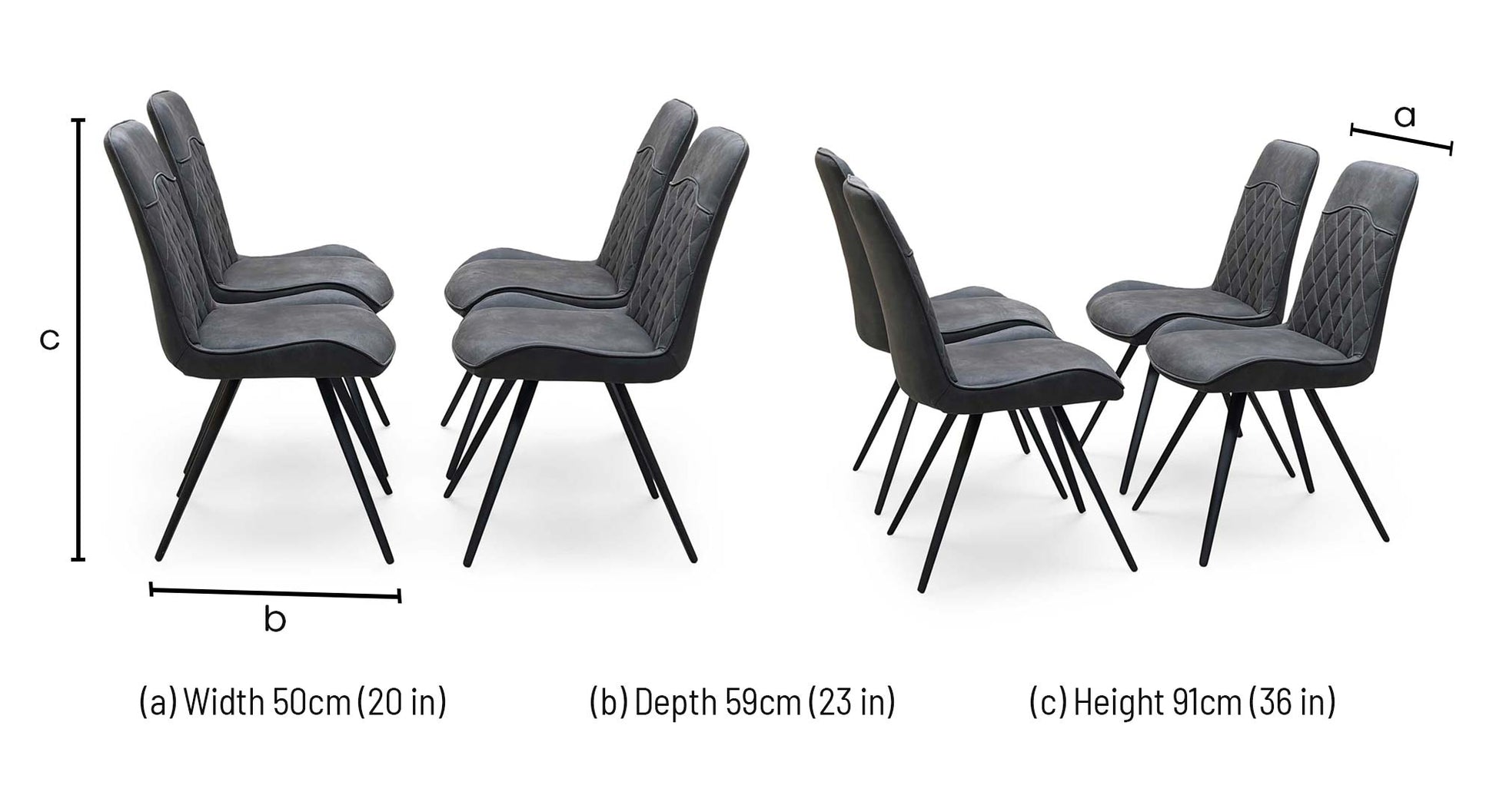 ‘Warrior’ Charcoal Grey Fabric Set of 4 Standard Dining Chairs Furniture Village