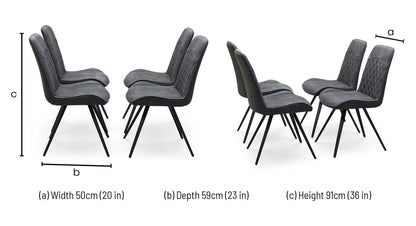 ‘Warrior’ Charcoal Grey Fabric Set of 4 Standard Dining Chairs Furniture Village