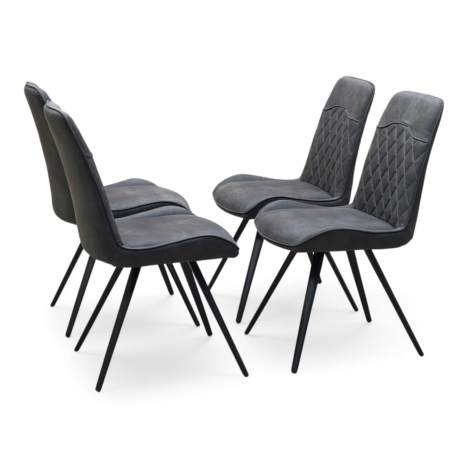 ‘Warrior’ Charcoal Grey Fabric Set of 4 Standard Dining Chairs Furniture Village