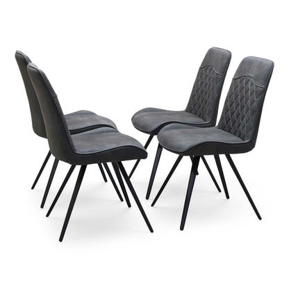 ‘Warrior’ Charcoal Grey Fabric Set of 4 Standard Dining Chairs Furniture Village
