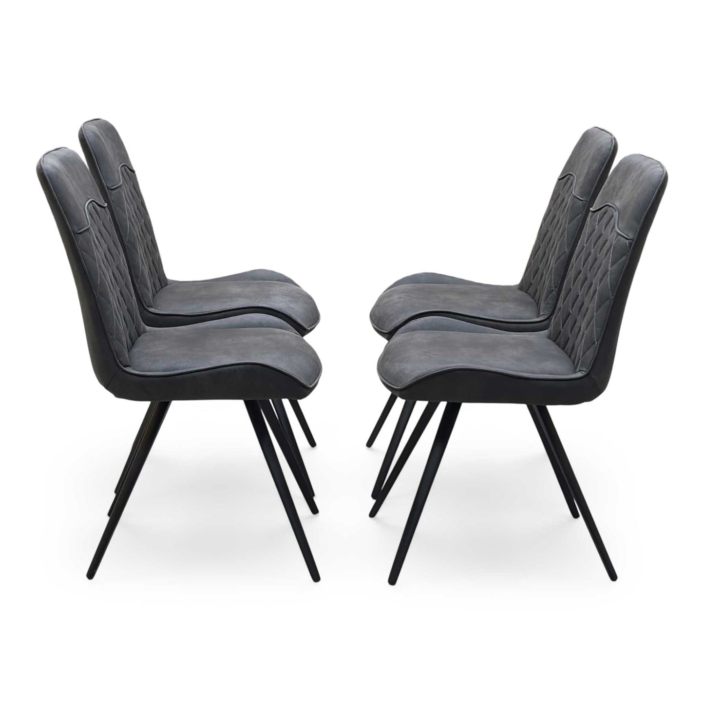 ‘Warrior’ Charcoal Grey Fabric Set of 4 Standard Dining Chairs Furniture Village