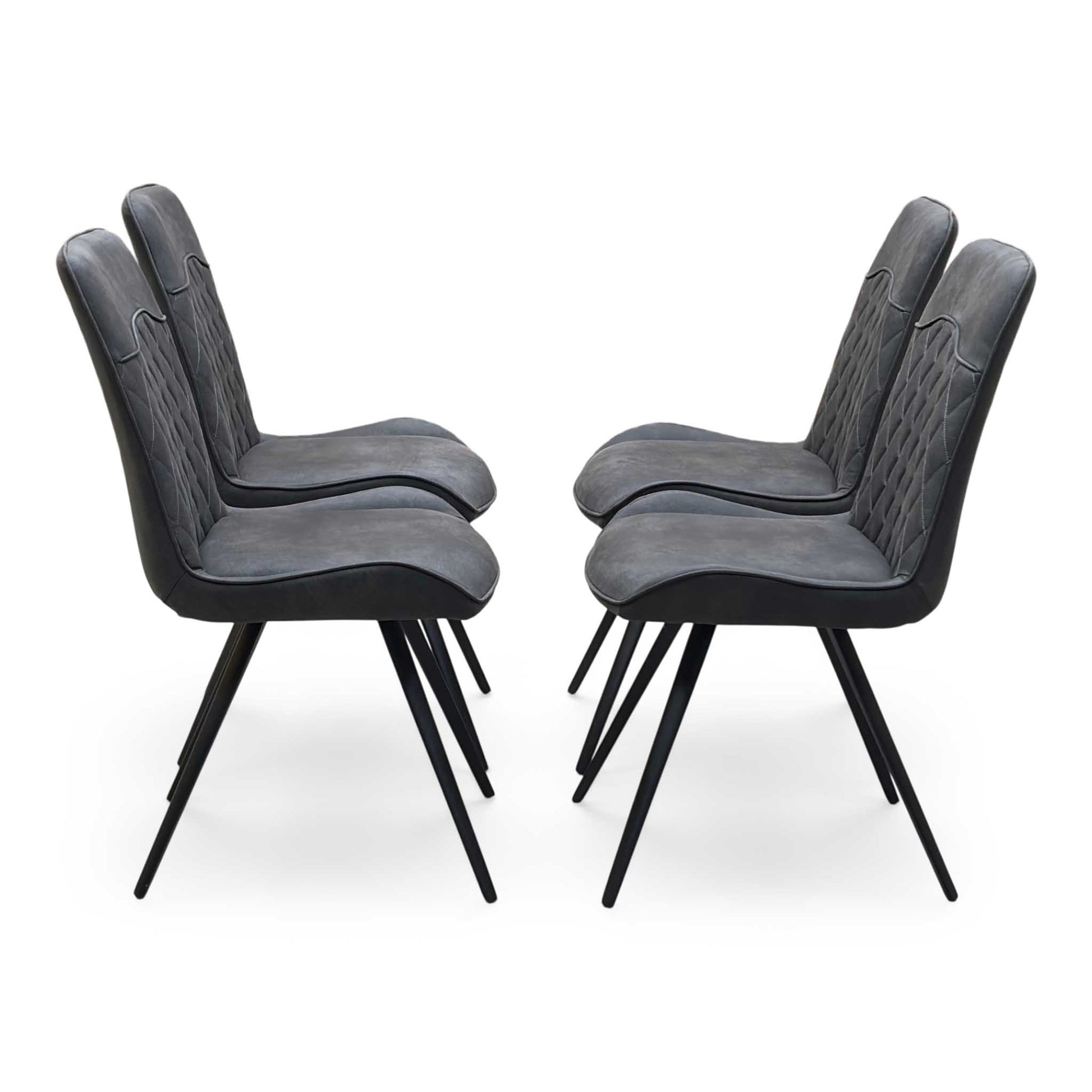 ‘Warrior’ Charcoal Grey Fabric Set of 4 Standard Dining Chairs Furniture Village