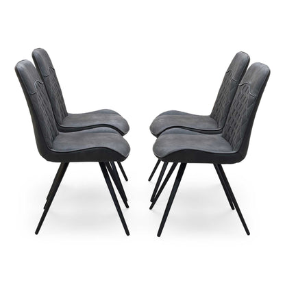 ‘Warrior’ Charcoal Grey Fabric Set of 4 Standard Dining Chairs Furniture Village