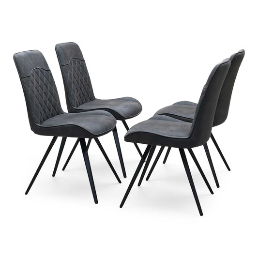 ‘Warrior’ Charcoal Grey Fabric Set of 4 Standard Dining Chairs Furniture Village