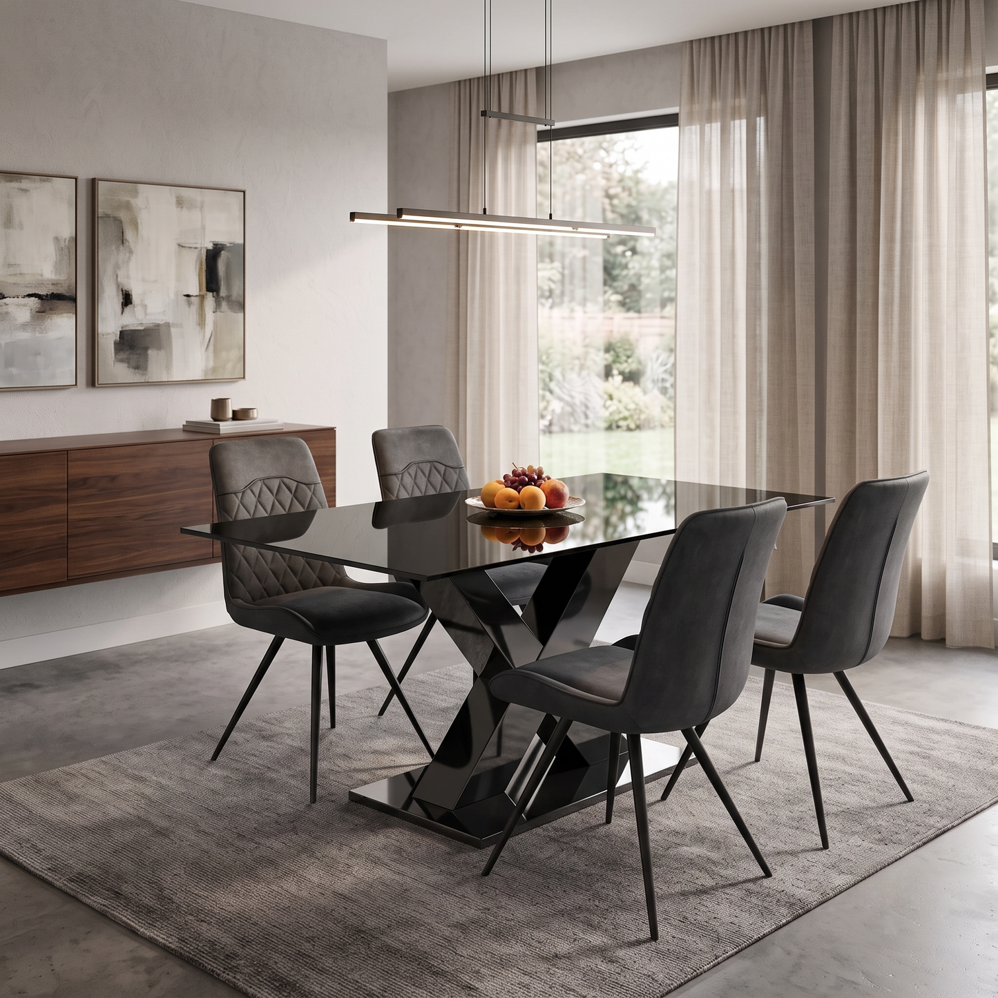 ‘Warrior’ Charcoal Grey Fabric Set of 4 Standard Dining Chairs Furniture Village